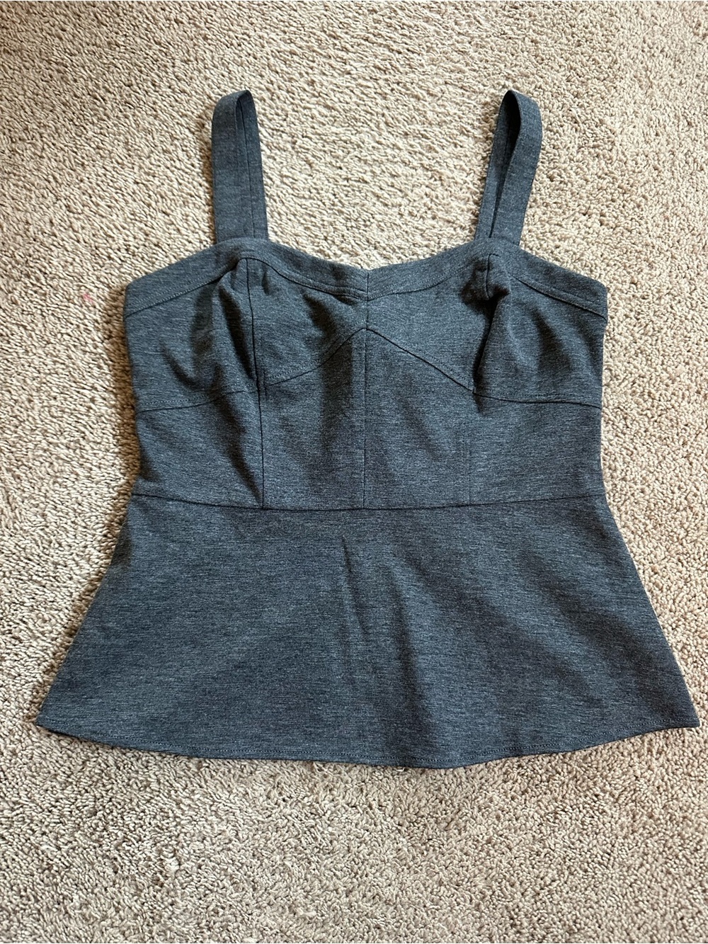 CAbi Charcoal Gray Peplum Top.